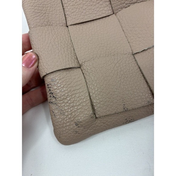 Valentina Fiore Woven Leather Clutch Crossbody Wristlet Adjustable Strap - Picture 5 of 16